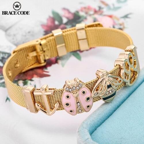 BRACE CODE fashion ladies stainless steel charm mesh bracelet DIY bee exquisite brand Fine bracelet adjustable holiday gift