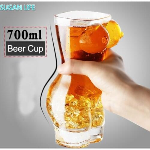 Sexy Lady Men Durable Double Wall Whiskey Glasses Wine Shot Glass Big Chest Beer Cup For party bars 700ml