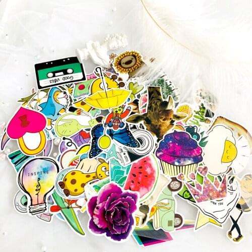 70pcs/pack Cartoon Small Fresh Stickers For Luggage Laptop Decal Skateboard Stickers Moto Bicycle Car Guitar Fridge Sticker