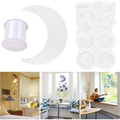 TC202 DIY Silicone Mold Moon Star Epoxy Resin Pendant Mould For Resina Craft Wind Chime Wall Home Decoration Jewelry Making Kit