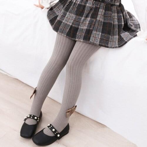 Warm Baby Girls Ribbed Cotton Tights Pantyhose Children Autumn Winter Inflant Knitted Bow Tight For Toddler Stockings Kids Stuff