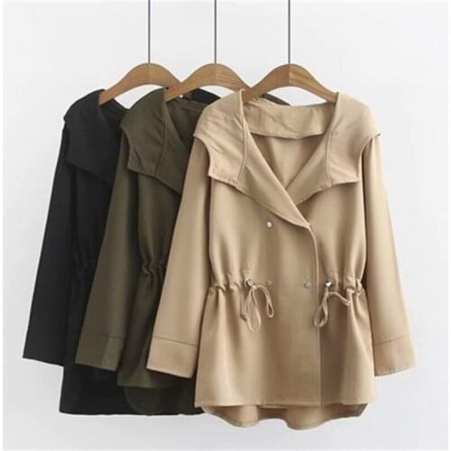 Spring Women Trench Coat Elegant Loose Outwear Coat 2020 New Autumn Long Sleeve Coat Female Casual Oversize Hooded Trenchs J220