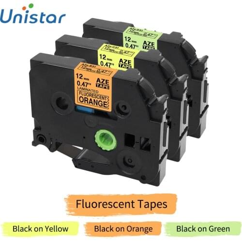 Unistar tzB31 tze231 Label Tape Compatible for Brother Label Tape 12mm Label Maker H110 Fluorescent Warning Tape tze-C31 tze-D31