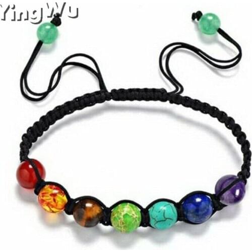 Yingwu 8mm Big Beads 7 Chakra Bracelet Yoga Bracelet Healing Balance Supernatural Lava Reiki Stones Beads Bracelet Women Jewelry