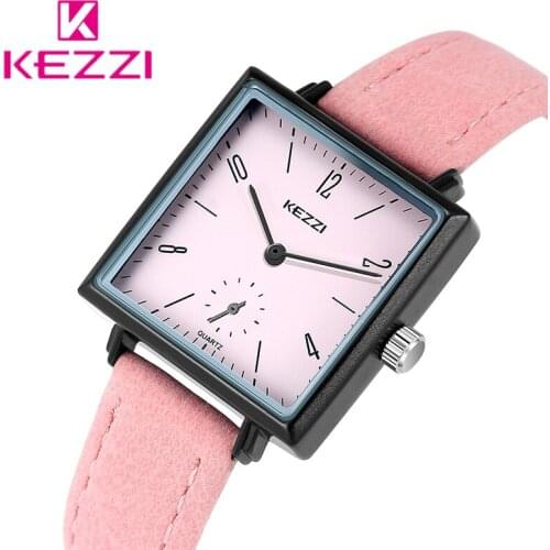 Kezzi Brand Retro Lady Square Digital Quartz Watch Simple Leather Dress Wrist Watches Woman Fashion Clock Montre Femme Gifts