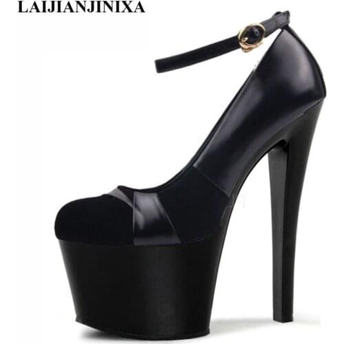 LAIJIANJINXIA New Sexy Straps Women Pole Dancing Pump 17cm High Heels Platform Shoes Night Club Wedding Party Dress Dance Shoes