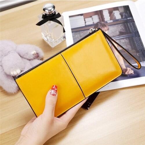 Women PU Wallet Wrist Handle Phone Case Long Thin Section Money Pocket Pouch Handbag Purse Card Holders Carteras Para Mujer