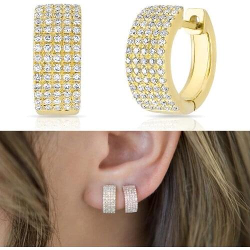 New Design Womens fashion Hoop Piercing Round Crystal CZ Earring Men Woman Zircon Jewelry 2018