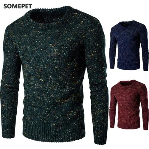 Winter Sweater Men Solid Color Sweaters Warm Casual Knitted Pullovers