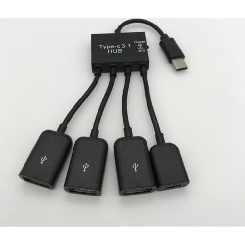 1 Set 4in1 USB 3.1 Type-C To Micro +3port USB 2.0 Power Charging Host Multiple OTG Hub Cable Adapter