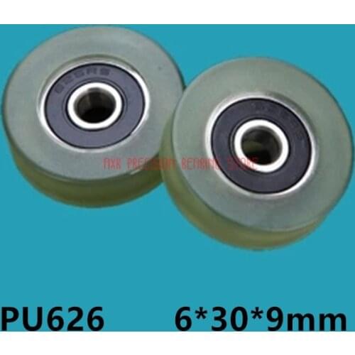 10PCS 6*30*9 rubber coated bearing pulley outer diameter 30 miniature 626 plane bearing pulley roller rubber wheel PU wheel