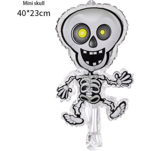 10 Pcs Mini Size Halloween Balloons Skull Pumpkin Bat Spider Happy Halloween Day Foil Air Balloons Party Decoration Kids Toys