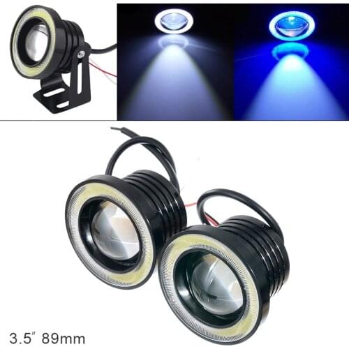 2pcs White Lights 3.5 Inch 12V 89MM 1200LM DRL Car LED Angel Eye Fog Lamp COB Diaphragm Daytime Running Light Universal for Cars