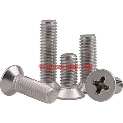 2021 100pcs Gb819 Metric Thread M3 304 Stainless Steel Flat Head Cross Countersunk Screw M3*(5/6/8/10/12/14/16/20/25/30/35/40)