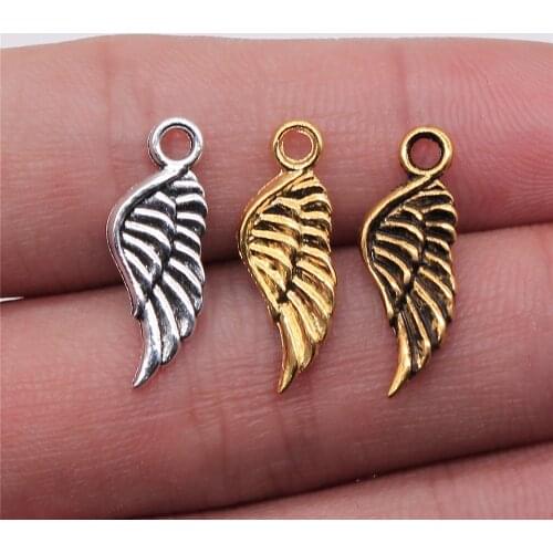 40pcs 21x8mm Angel Wings Charm 3 Colors Bird Wing Charms For Jewelry Making Necklace Bracelet Making