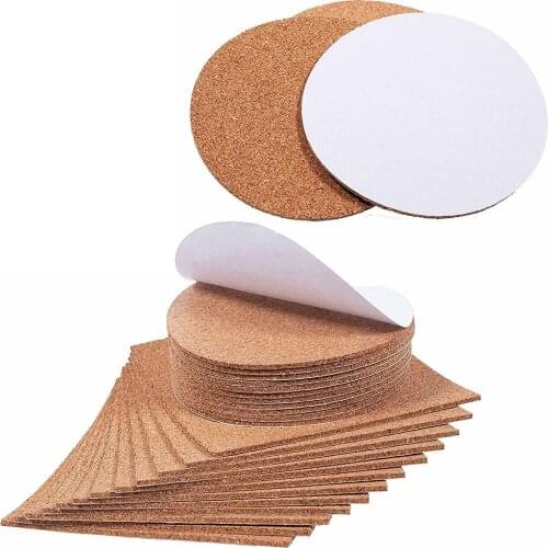 50pcs Crafts Household Supplies Cork Coaster Mini Board Table Decor DIY Reusable Squares Round Self Adhesive Drink Pad Cup Mat