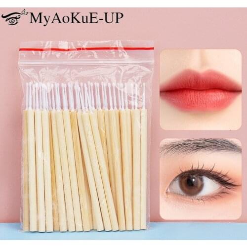 50pcs Eyelash Microbrush Mascara Wands Bamboo cleaning stick Lash Extension Makeup Brush Eyelash Remover clean Swab Applicators