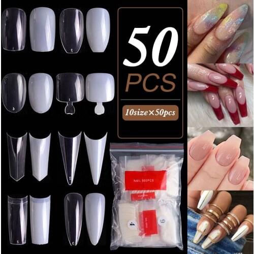 500pcs Nail Art False Nails Tips DIY Acrylic Artificial Tip Manicure Kit for DIY Nail Art