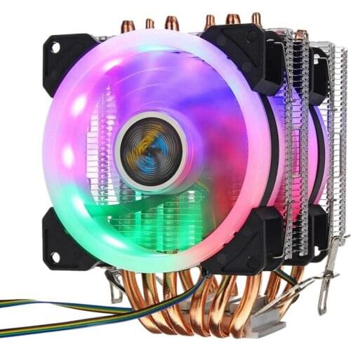 6 Heatpipe Cpu Cooler Fan 3 Line Rgb Led Cooling Fan Quiet Heatsink Radiator For Intel 775/1150/1151/1155/1156/1366 For Amd Al