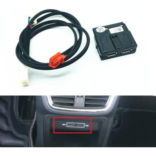 Car interior rear Double USB Adapter charger Socket Armerst USB wiring harness For Tiguan 2 MK2 Teramont Octavia Superb Kodiaq