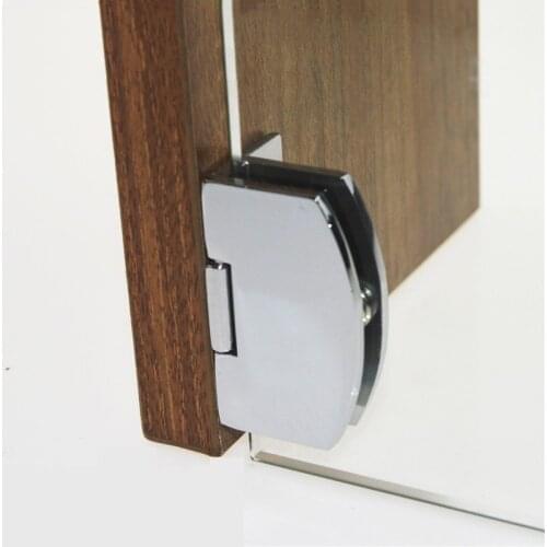 Free Shipping 2PCS Glass Cabinet Hinges Shopping Mall Jewelry Phone Display Cabinet Door Hinges Clamps No Drilling