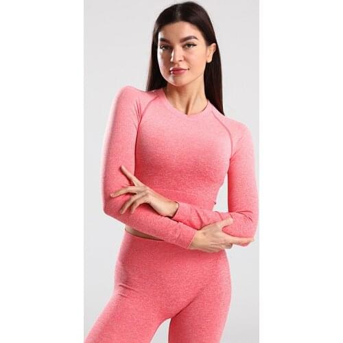 Seamless Yoga Sets Woman Workout Outfits Long Sleeve Top Fitness Clothing Tracksuit High Waist Leggings Running Sports Suits