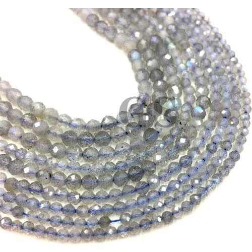 Natural Faceted Labradorite Small Size Beads Round Gemstone Round Beads For DIY Jewelry Making Necklace Bracelet Strand 2 3 4mm