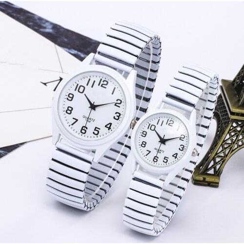 1PCs Fashion Vintage Business Women Men Elastic White Black Quartz Watch Tide Lovers Couple Party Office Gifts Bracelet Watches