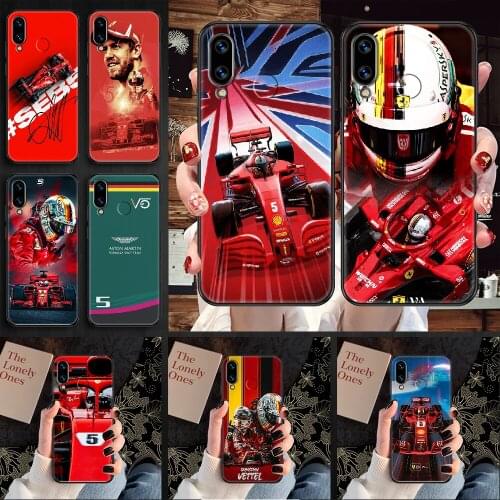 Sebastian Vettel F1 Phone case For Huawei Honor 6 7 8 9 10 10i 20 A C X Lite Pro Play black painting Etui art cover fashion