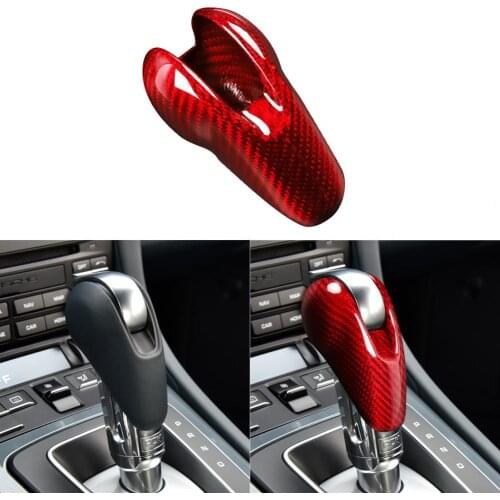 Gear Shift Knob Cover Waterproof Non-slip Carbon Fiber Self-adhesive Shift Knob Trim for Porsche Macan 14-20