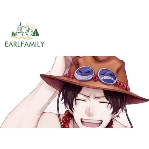 EARLFAMILY 13cm x 6.3cm for Anime Portgas D Ace Vinyl Car Stickers Personality Anime Window Trunk Vehicle Scratch-Proof Decal