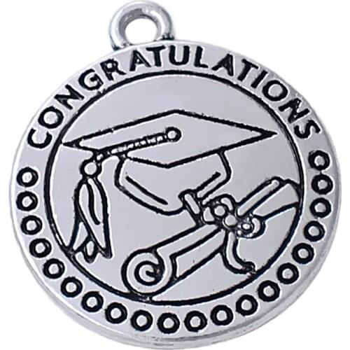 Eco friendly alloy craft class jewelry diploma doctoral cap congratulation graduate charm pendant school accessory