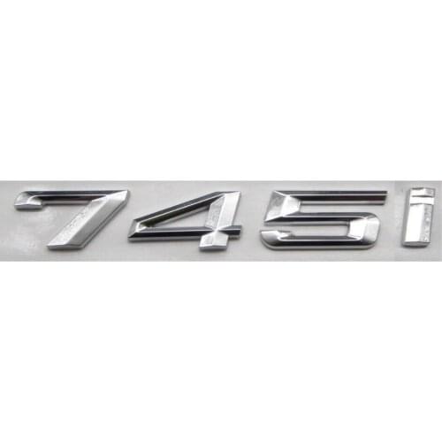 Chrome Shiny Silver ABS Number Letters Words Car Trunk Badge Emblem Letter Decal Sticker for BMW 7 Series 745i