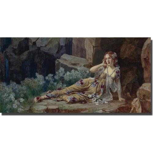Large Size Beautiful Girl Wall Art Paintings Princess With Flowers Oil Painting Print On Canvas Art Posters For Living Room