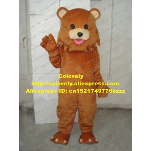 Brown Big Moustache Bear Doll Teddy Mascot Costume Mascotte Adult With Small Black Round Eyes Small Pink Mouth No.1950