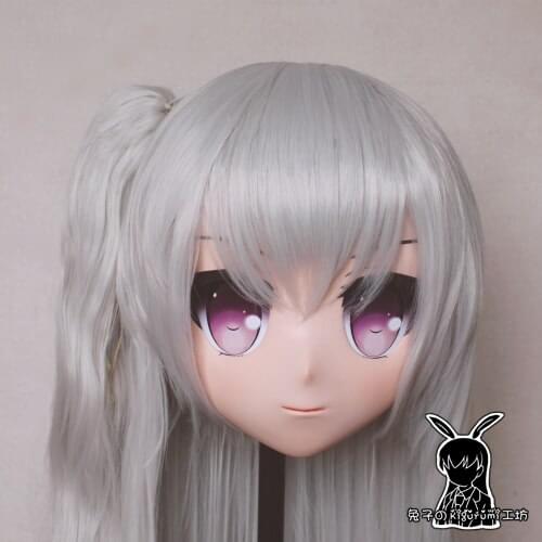 Rabbit 52) Female Resin Crossdress Pretty Girl Head Lolita Doll Mask Cartoon Japanese Anime Cosplay Kigurumi Mask Crossdresser