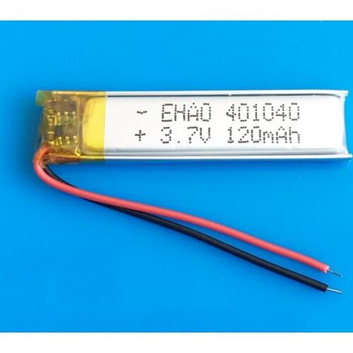 Model 401040 3.7V 120mAh lipo Rechargeable battery Li cells for MP3 GPS bluetooth headset video pen camera