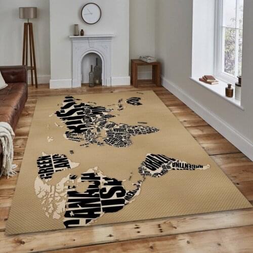 Fashion creative letter pattern golden kitchen living room bedroom bedside carpet non-slip mat world map carpet