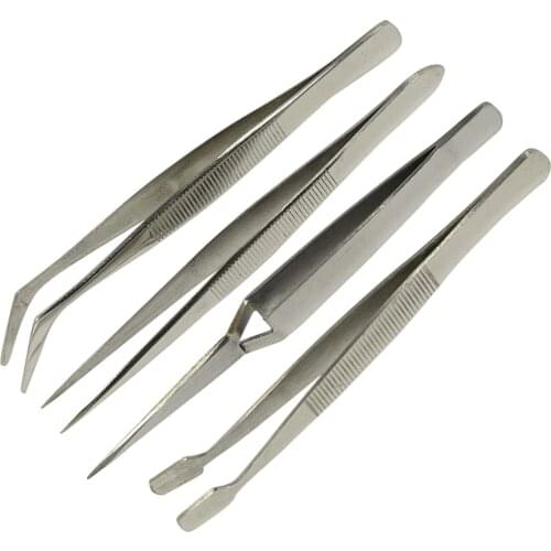 4PC Hobby Tweezers Set Stainless Steel for Jewelers, Watch Makers, Electronic Assemblers