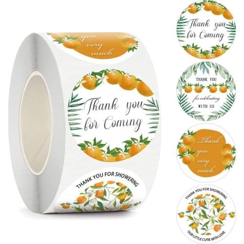 500pcs Round With Orange Thank You very much Stickers Cute Envelope Seal Sticker Stationery Decor Gift Box Tag Scrapbook lable