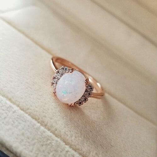 2021 new vintage White pink blue rose gold color oval engagement ring for women lady anniversary gift jewelry wholesale R5069