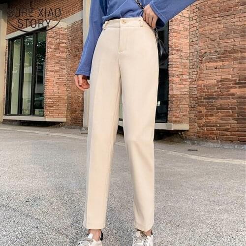 New Autumn Winter Straight Harem Pants Women Trousers Velevt Casual Black High Waist Pants Pockets Loose Ssweatpants Women 12205