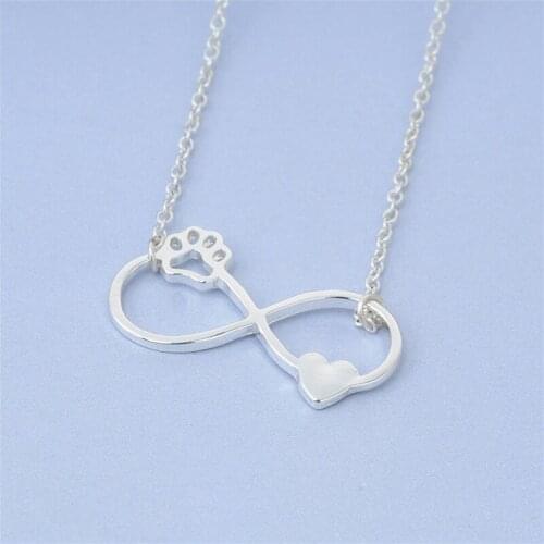 Cute Lucky Heart Palm Prints Necklace Jewelry Peach Heart Dog Paw On The Geometric Shape Dog/Cat Paw Necklace