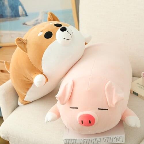 1pc 50-90CM kawaii Shiba Inu Husky Pig Plush Toys Lovely Stuffed Soft Animal Pillow Appease Sleeping Cushion for Baby Kids