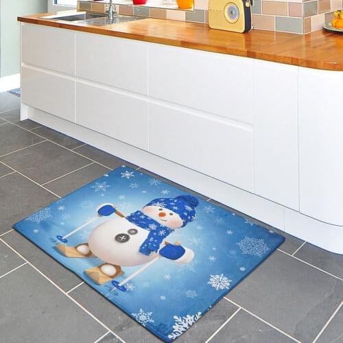Pillow top christmas print mat bathroom water absorbent non-slip mat bedroom carpet door mat