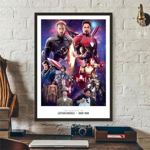 Captain America VS Iron Man Poster Marvel Superhero Canvas Painting Kids Room Wall Art Decor Avengers Picture Home Decoration