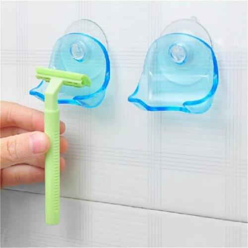Practical Design Home Bathroom Shaver Hanging Rack Clear Storage Shelf Bathroom Sucker Suction Cup Razor Holder