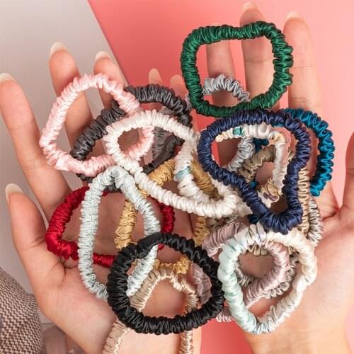 Real Silk Scrunchies Pure Mulberry Silk Hair Scrunchie 1CM Wide Silk Headwear Elastic Headband Accessories