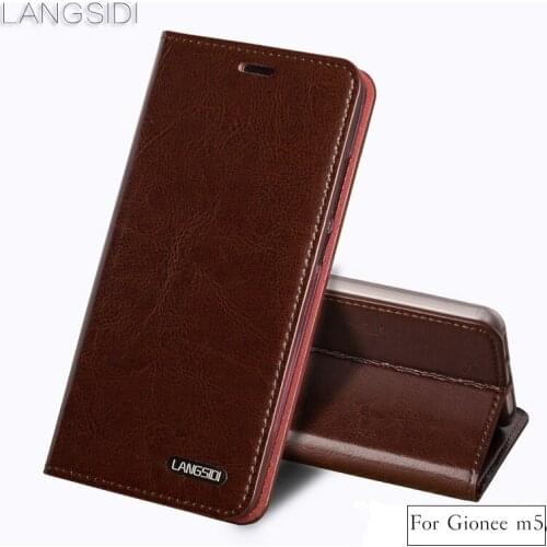 Luxury Flip three card oil wax skin flip phone holster For Gionee M5 phone case all handmade custom