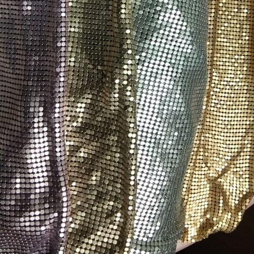 Champagne Pink Silver Matt Metal Mesh Fabric Metallic cloth Matt Metal Home Decoration Sequin Sequined Fabric